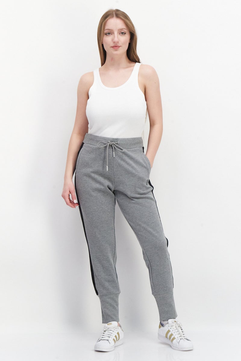 Juicy Couture Women Drawstrings Wide Cuff Brand Logo Jogger Pants, Grey - Image 4